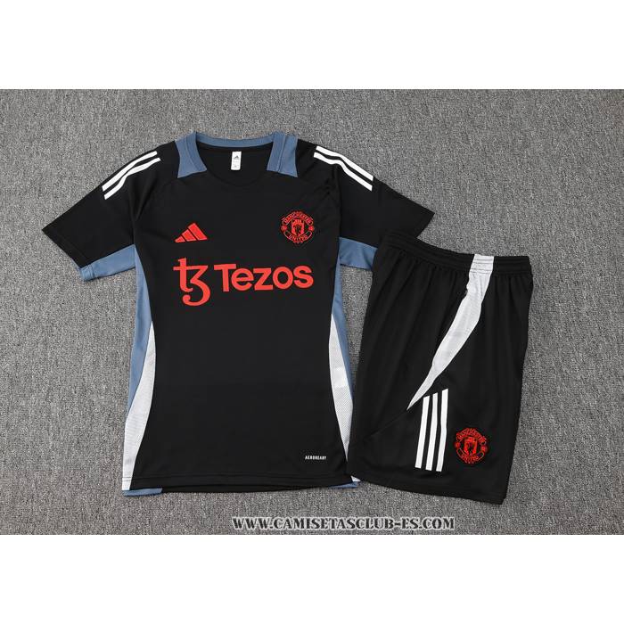 Chandal del Manchester United 24-25 Manga Corta Negro - Pantalon Corto